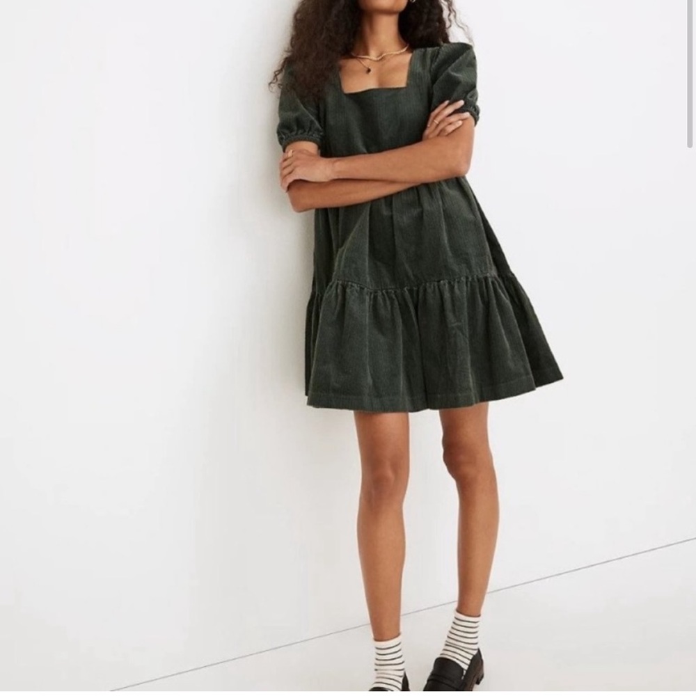 Madewell Green Corduroy Dress